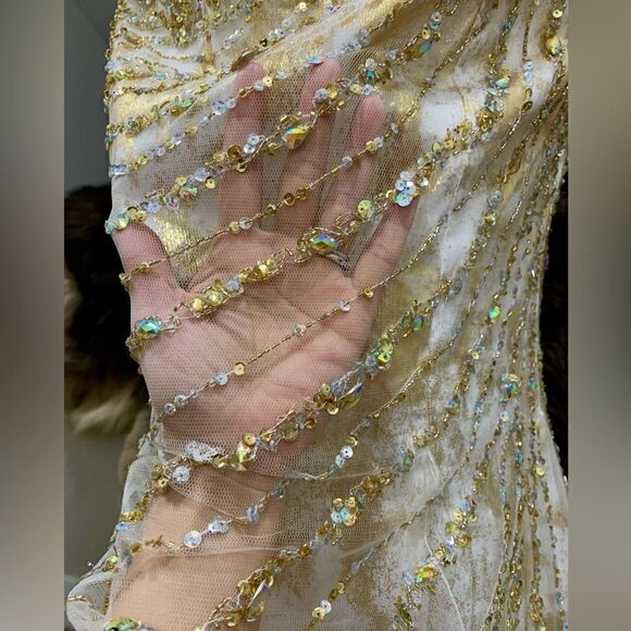 Stunning Custom Heavily Jeweled Mermaid Gown/All-over Crystal Beads & Sequins - Picture 16 of 17